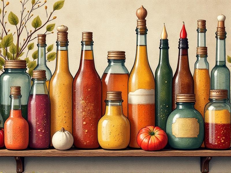 A colorful collage showcasing different types of fermentation, including alcoholic, lactic acid, and acetic acid fermentation. The image features bottles of beer, jars of yogurt, and containers of vinegar, each labeled with their respective fermentation durations and key characteristics.