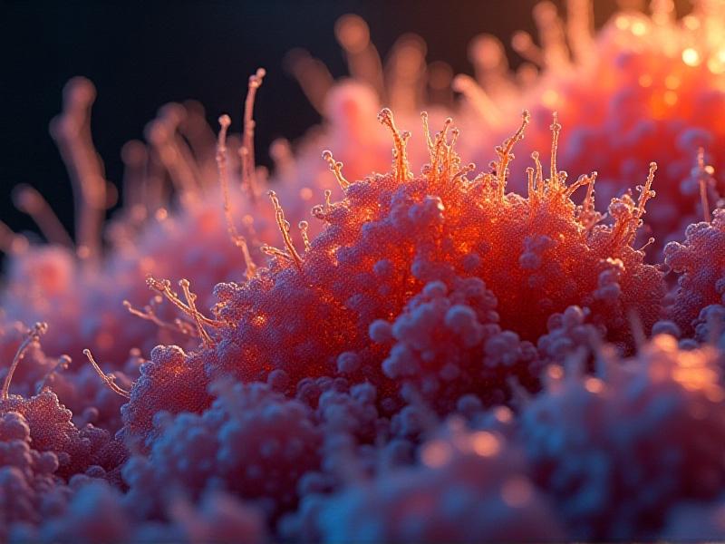 A detailed microscopic view of various microbial strains, including yeast cells and bacteria, in a fermentation medium. The image highlights the vibrant colors of the microorganisms, with a focus on their unique shapes and structures, set against a dark, contrasting background to emphasize their diversity.